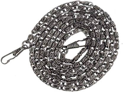 AFH Antique Silver Black Long Cable Chain 120 cm Clasp Key Ring Metal Waist Belt Biker Racing Key chain Key Chain