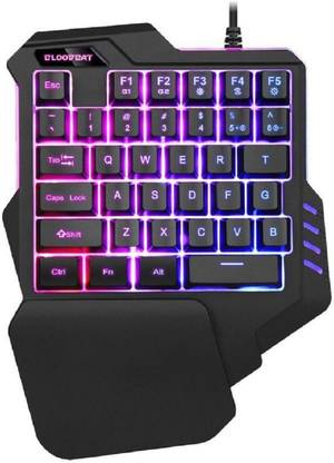 Bluefinger bloodbat One Handed Gaming Keyboard RGB Backlit 35 Keys Portable Mini Gaming Keypad Ergonomic Game Controller for PC PS4 Xbox Gamer Wired USB Handheld Gaming Keyboard Compatible with Desktop, Laptop, Mac