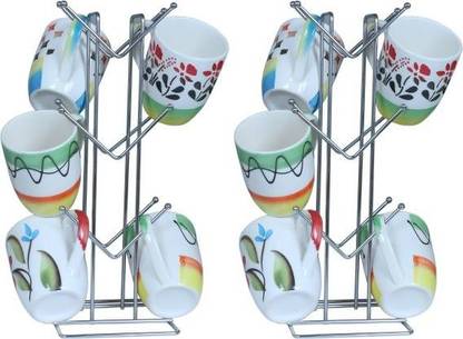 Daaduji Cup Kitchen Rack Steel Creation / Stainless Steel (Set-2) Tea Cup Stand/Coffee Cup Holder for Kitchen Dining Table Showcase Milk Mug Holder Stand