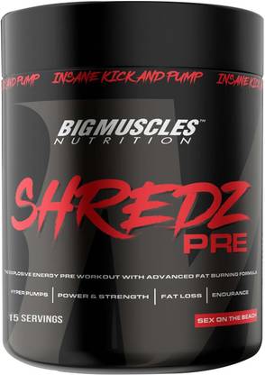 BIGMUSCLES NUTRITION Shredz Pre Preworkout 15 Servings | Lean Muscles Building | Strength BCAA