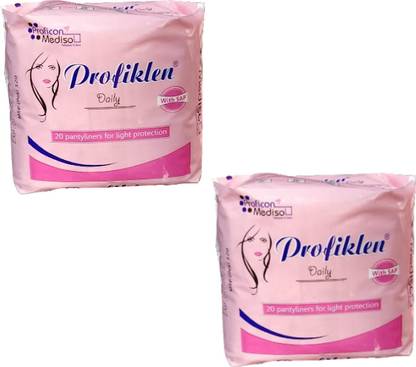 Profiklen Daily Liners Mini Pad topped with soft cotton layer provide maximum comfort for Non-Period Days, White Discharge (2*20) 40 pads Pantyliner