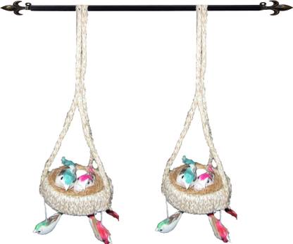 The Décor Shop Handmade Artificial Jute Balcony Hanging Birds Nest for Home Decor Hall Combo Decorative Showpiece  -  23.1 cm