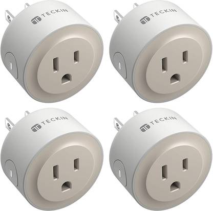 Teckin Smart Home Mini WiFi Outlet Works with Alexa, Echo&Google Home, Smart Outlet with Remote Control, Timer Function, No Hub Required, FCC/ETL Certified, Beige Outlet 4 Pack