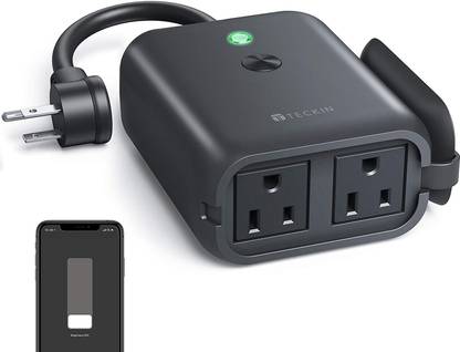 Teckin Smart Dimmer Plug with 2 Sockets,Outdoor Smart Plug Works with Alexa and Google Assistant,Voice Control,Remote Control,2.4HZ Wi-Fi only,Schedule,IP44 Waterproof,No Hub Required