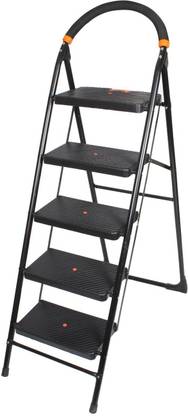 HOMACE Heavy Duty Folding Ladder with Wide Steps (7 Years Warranty) - Milano 5 Steps For Home and Office Steel Ladder