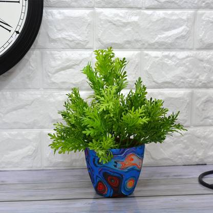 DecoreBugs Artificial Parsley Plant in Texture Pot Wild Artificial Plant  with Pot