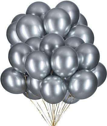 Gitanjali Solid Vibrant Colous Combo Pack of 100 Balloons - Silver Balloons Combo Balloon