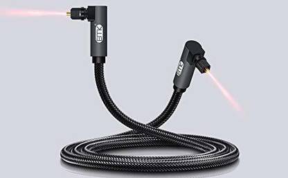 Tobo Fiber Optical Cable 3 m Double 90 Degree Toslink Optical Cable 360 Degree Free-Rotating Plug