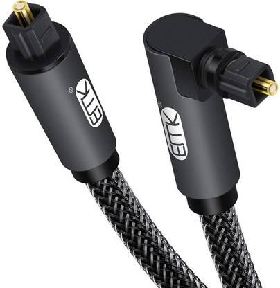 Tobo Fiber Optical Cable 3 m 90 Degree Toslink Optical 360 Degree Fiber Optical Male to Male Cable TD-689OC