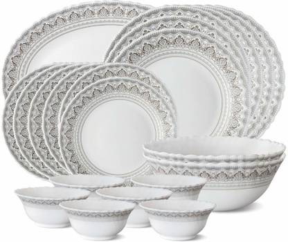 BOROSIL Pack of 33 Glass Lara by Classic Dinner Set