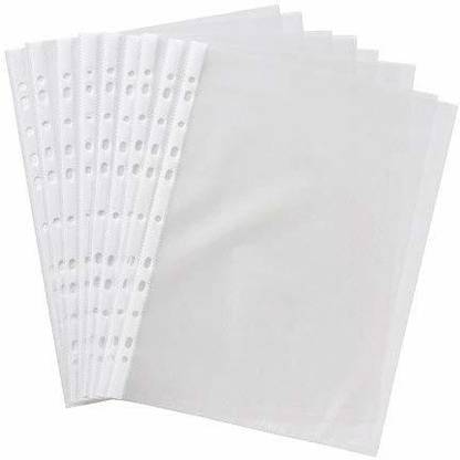 Greeshma Plastic 100 Micron Transparent Document Sleeves, Leaf Sheet Clear Certificates/Waterproof Sheet Protectors 11 Holes Punched Ring Files Folder