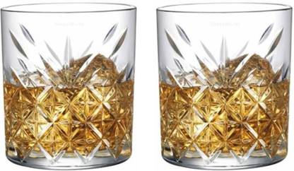 Glass World (Pack of 2) Premium Posh Crystal Scotch Whiskey Glasses 300 ml Imported glass set of 2 Glass Set Whisky Glass