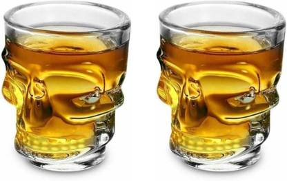 Glass World (Pack of 2) Premium Skull Design Crystal Scotch Whiskey Glasses 300 ml Imported glass set of 2 Glass Set Whisky Glass