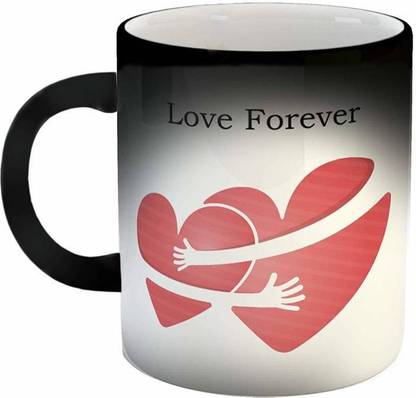 MM9E Love You Forever,Love Of My Life,Heart Hugs Together, Valentine's Special Magic Ceramic Coffee Mug