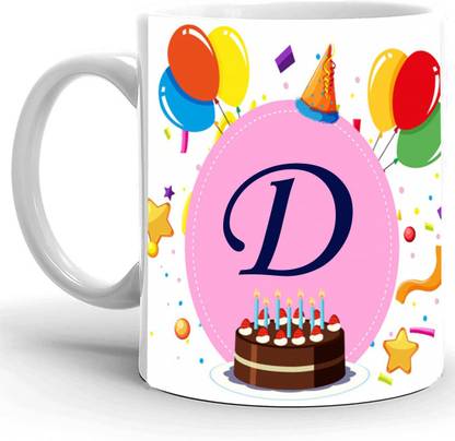 iMPACTGift Letter D Alphabet Best Gift for Birthday Special Ceramic Coffee Mug