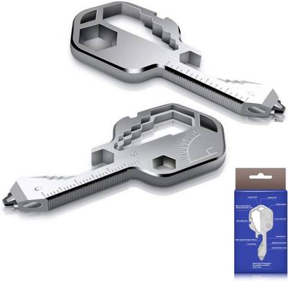 Little Hood Multitool Key Shaped Pocket Tool for Your Keychain 24-in-1 Stainless Steel ( Silver ) 1 Multi-utility Knife