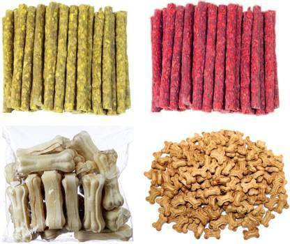 SAWAY BIG COMBO MONEY SAVER PACK PRESS BONE 100gm CHICKEN MUNCHIES 100GM MUTTON MUNCHIES 100GM PUPPY BISCUITS 100GM TOTAL WEIGHT 400GM Chicken, Mutton, Vegetable Dog Chew