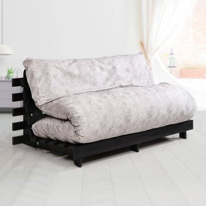 Auspicious Home Rille laminate Futon with Mattress in Texture Cream Colour by Auspicious Home 2 Seater Double Engineered Wood Fold Out Sofa Cum Bed