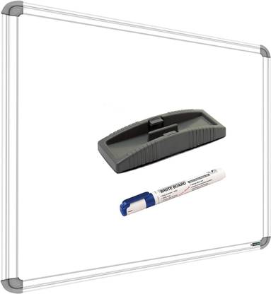 SRIRATNA Non Magnetic Non Magnetic 1.5 X 2 feet Glossy White Board, One Side White Board Marker and Reverse Side Green Chalk Board Surface Whiteboard with 1 Marker, 1 Scale 30cm And 1 Duster, Whiteboards and Duster Combos