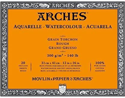 arches Watercolor Paper Block, Rough, 12" X 16", 140 Pound