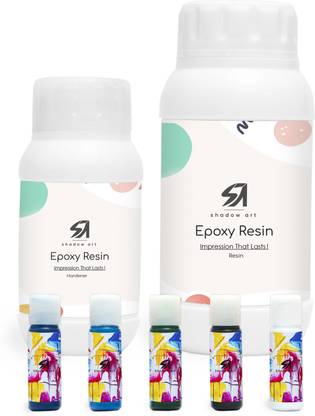 Shadow Art Epoxy Resin And Hardener Kit | Epoxy Resin Crystal Clear And Hardener With 5 Epoxy Resin Pigments ,Epoxy Art Resin (400 gm)