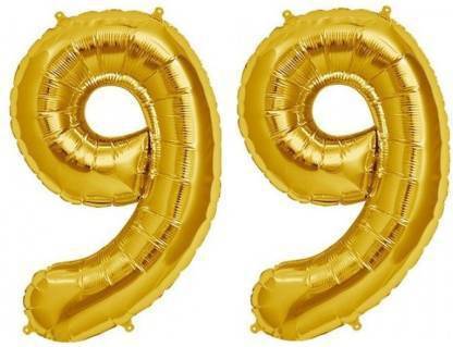 UNIBOX Solid Solid Gold '99' (Ninety Nine) Number/Digit/Numerical Foil Balloon Balloon