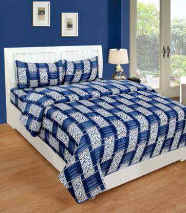 Pahwa Collection Cotton Double Flat 160 TC Printed Bedsheet