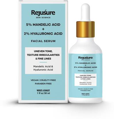 Rejusure Mandelic Acid 5% + Hyaluronic Acid 2% Face Serum for Uneven Tone, Texture Irregularities & Fine Line – 30 ml