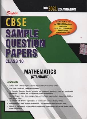 Super CBSE Sample Papers Maths Standard Class 10 For 2021 Exam