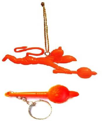 Zuku Flying Hanuman Ji for Car Hanging Ornament gada key chain orange Car Hanging Ornament