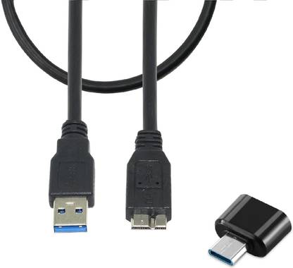 XBOLT Micro USB Cable 2 A 0.3 m USB 3.0 Cable A to Micro B high speed data transfer cable for Portable External Hard Drive With Type C To Type A USB OTG Adapter.