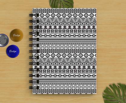 DI-KRAFT Black Lines Printed Regular Notebook A5 Diary Unruled 160 Pages