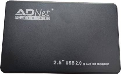 ADNet USB 2.0 Hard Drive Disk (HDD) External Enclosure Casing for Laptop/PC (Size 2.5 inch, Black) 2.5 inch HARD DISK ENCLOSER
