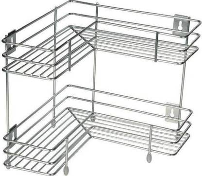 AK HUB Containers Kitchen Rack Steel Multipurpose 2 Layer Corner Double Vegetable & Fruit Rack