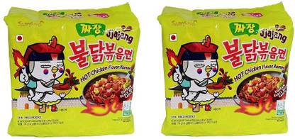 Samyang Hot Chicken Ramen Noodles Jjajang-140 X10 (Pack of 10) (Imported) Instant Noodles Non-vegetarian