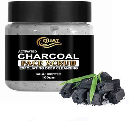 QUAT Activeted Charcoal Face Scrub for deep Cleansing , Skin Brightening,Tan Removal Scrub