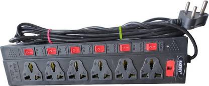 Skeisy 6 Socket plus 6 switch with one led & 3.5 yard long wire 6  Socket Extension Boards