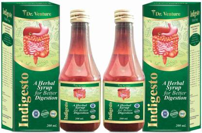 Dr Venture indigesto Syrup A Herbal Syrup For Better Digestion And Gives Relief In Gas Acidity Heart Burn And increase Appetite And Gives Normalize The Stomach Problem 200 ml pack of 2