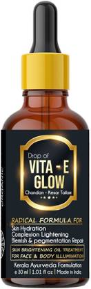 SKY BEAUTY ORGANIC Vita E Glow Drops oil 30ml |For Skin Lightening ,Brightening & Skin Hydration With Kesar & Chandan 100 Tanning Liquid