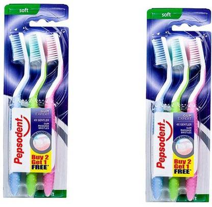PEPSODENT Gum Expert 4X gentler toothbrush (2 * BUY 2 GET 1 Soft Toothbrush
