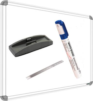 SRIRATNA Non Magnetic 2 X 3 feet Glossy White Board, One Side White Board Marker and Reverse Side Green Chalk Board Surface Whiteboard with 1 Marker, 1 Scale 30cm And 1 Duster, Whiteboards and Duster Combos