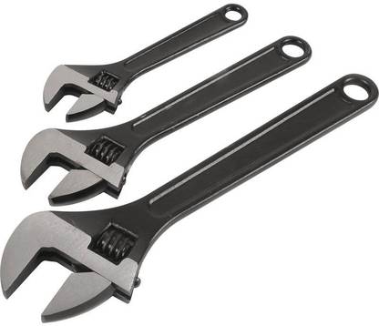 NSV 8"-10"-12" Set of 3 Adjustable Spanner Wrench For Home and Professional Use. (8-10-12 inch) Single Sided Open End Wrench