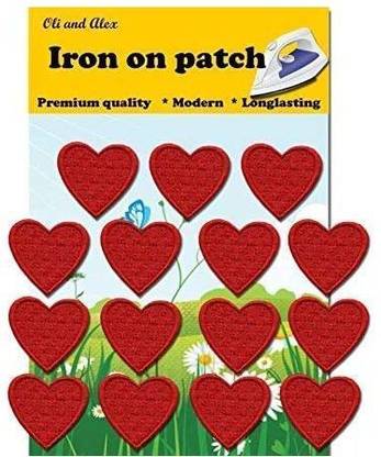 Oli and Alex Iron On Patches Heart Patch 15 pcs Iron On Patch Embroidered Applique1.29 x 1.22 inches (3.2 x 3.1 cm) A-158