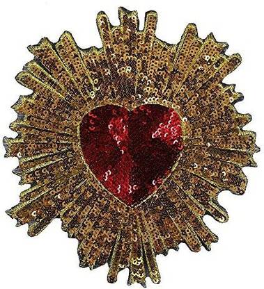 Sun Urs Embroidery Heart Large Patch Handmade Sequin Patches for Clothing DIY Iron on Patch Embroidery Flowers parche ropa 2piec