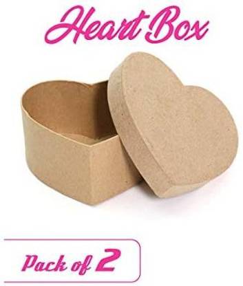 Better crafts Paper Mache Heart-Shaped Box DIY Valentine Boxes for Crafts 4.5" x 4.5" x 2" (Pack of 2)