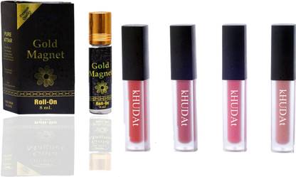kHUDAt Matte Minis Pink Edition Liquid Lipstick Set of 4 & Magnet Roll-on (8ml)