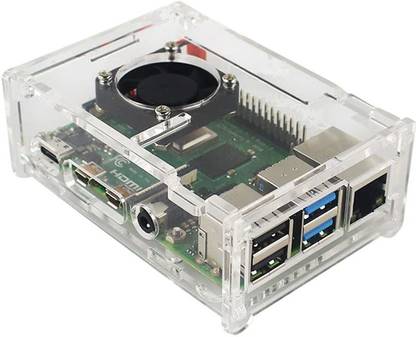 Super Debug Raspberry Pi 4 Case with Cooling Fan Acrylic Transparent Case Electronic Components Electronic Hobby Kit