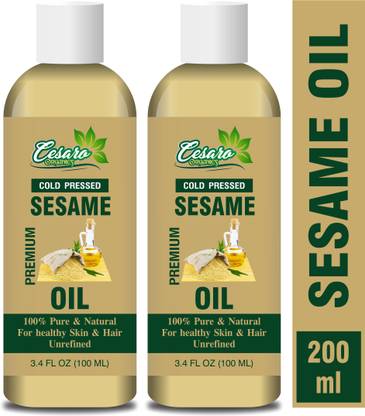 Cesaro Organics Sesame Oil (Pure Cold Pressed Oil) For Hair, Body, Skin Care, Massage Hair Oil