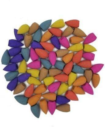 Craftomanic 6 Fragrances Scented Smoke Backflow Incense Cones for Back Flow Holder Burner / Dhoop Cones Agarbattis Pack of 120 Smoke Sticks Rose, Lavender, Jasmine and Chandan Sendal