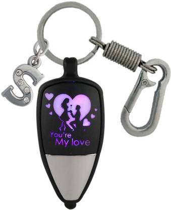 SHOKY LOOKS You Are My Love Heart Feeling couple feeling multicolor Push Button ligh handy looking hook with Shandar S Style Key Chain